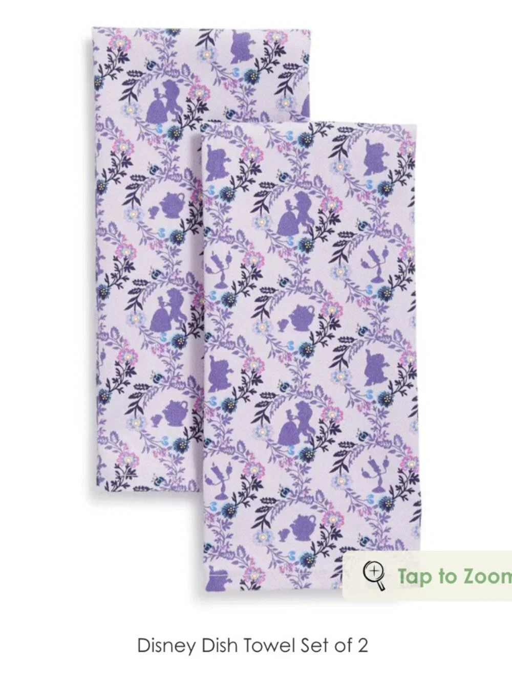Vera Bradley Disney Belle Dish Towels Set of 2 Limited Edition NWT